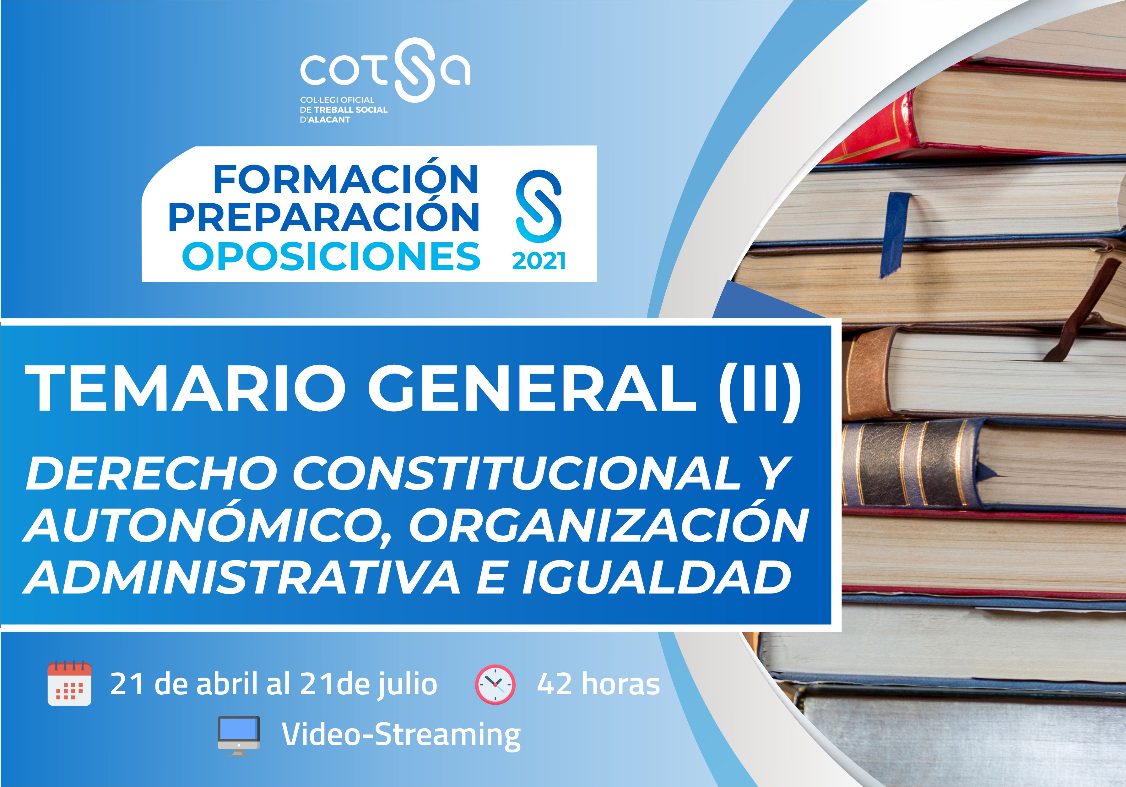 bicicleta pellizco Arte CURSO DE PREPARACIÓN DE OPOSICIONES TEMARIO GENERAL 2021 MÓDULO II ( DERECHO  CONSTITUCIONAL Y ORGANIZACIÓN ADMINISTRATIVA, DERECHO AUTONÓMICO,IGUALDAD)